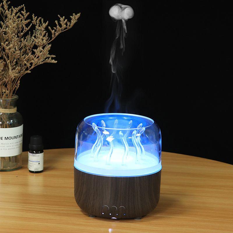 Wood Grain Jellyfish Ultrasonic Aroma Diffuser and Night Light
