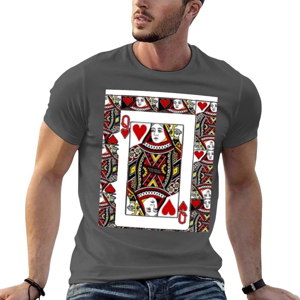 Casino Red Queen Of Hearts Pattern White Art Tshirt Moisture Wicking Quick Dry Tee