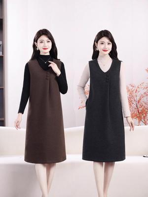 2025 Autumn/Winter Stylish Mid-Length Slimming Vest Dress