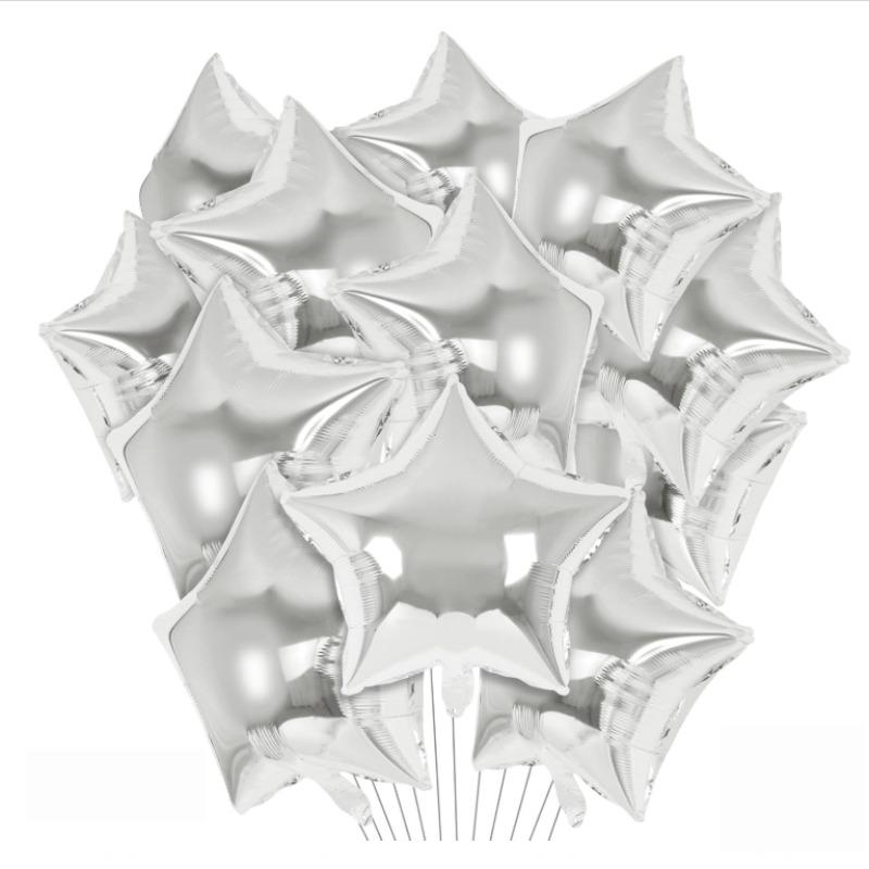 

10 наборов 18-дюймовых серебристых пятиконечных звезд из алюминиевой пленки, подходящих для свадебных, помолвочных и праздничных нарядов серебряный