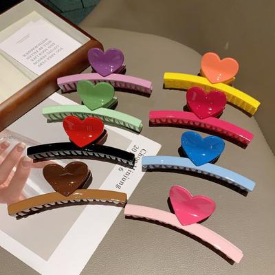 Simple Chic Dopamine Color Plastic Hair Claw Clip Korean Aligator 5.1" Catch Crab Shark Clamp Thick Hair Accessories Headwear