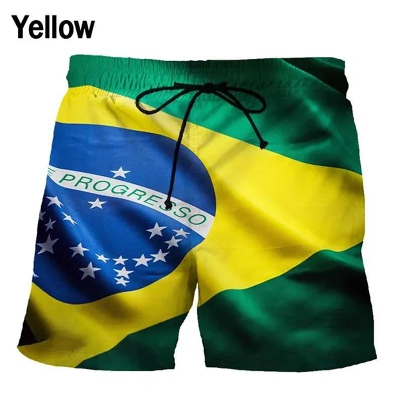 3D-Druck Brasilien Flaggenmuster Badeshorts Für Männer Sommer Mode Lässig Boardshorts Herren Outdoor Sport Fitnessstudio Schwimmhosen