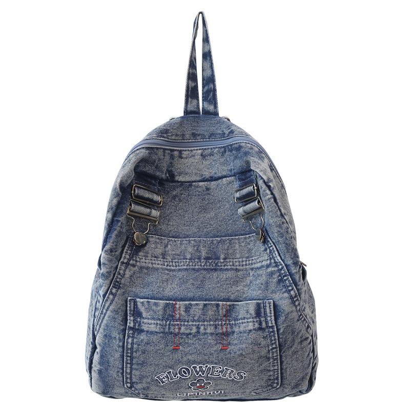 

2025 Japanese Style Washed Vintage Denim Backpack Man Woman Outdoor Travel Backpack Large-capacity Kawaii School Bag синій