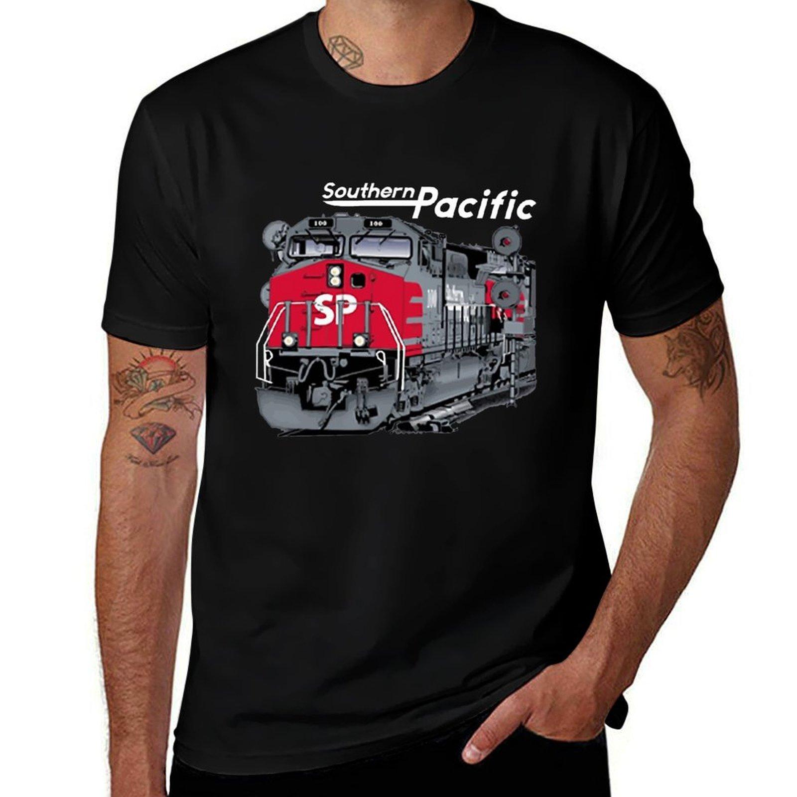 Southern Pacific AC4400 Аутентичная железнодорожная футболка Роскошная футболка Футболки оверсайз Мужская Милые топы Черные футболки из 100% хлопка L