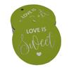 Inkdotpot 100 - Confezione da 100 etichette in carta stagnola color oro vero Love Is Sweet bomboniera da appendere