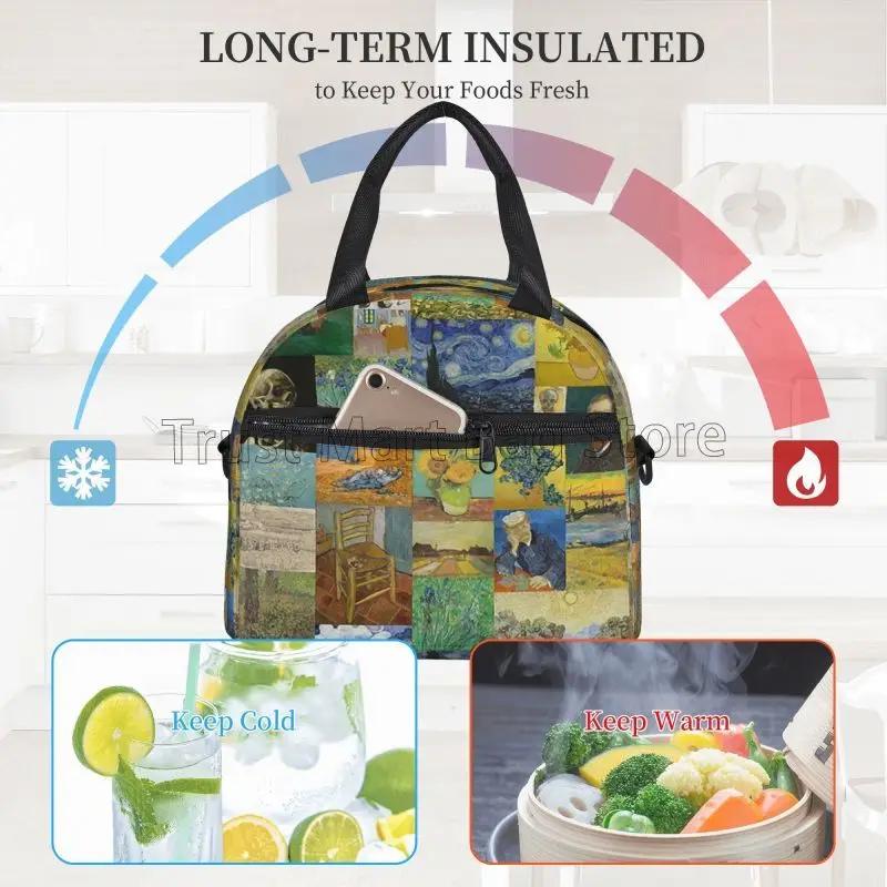 Vincent Van Gogh Painting Insulated Lunch Bag Tote Meal Bag Reusable Portable Thermal Lunch Box Handbags for Work School Picnic