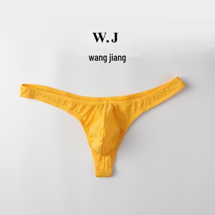 Men's Sexy Low-Rise Nylon Ice Silk Mesh Thong T-Back Underwear