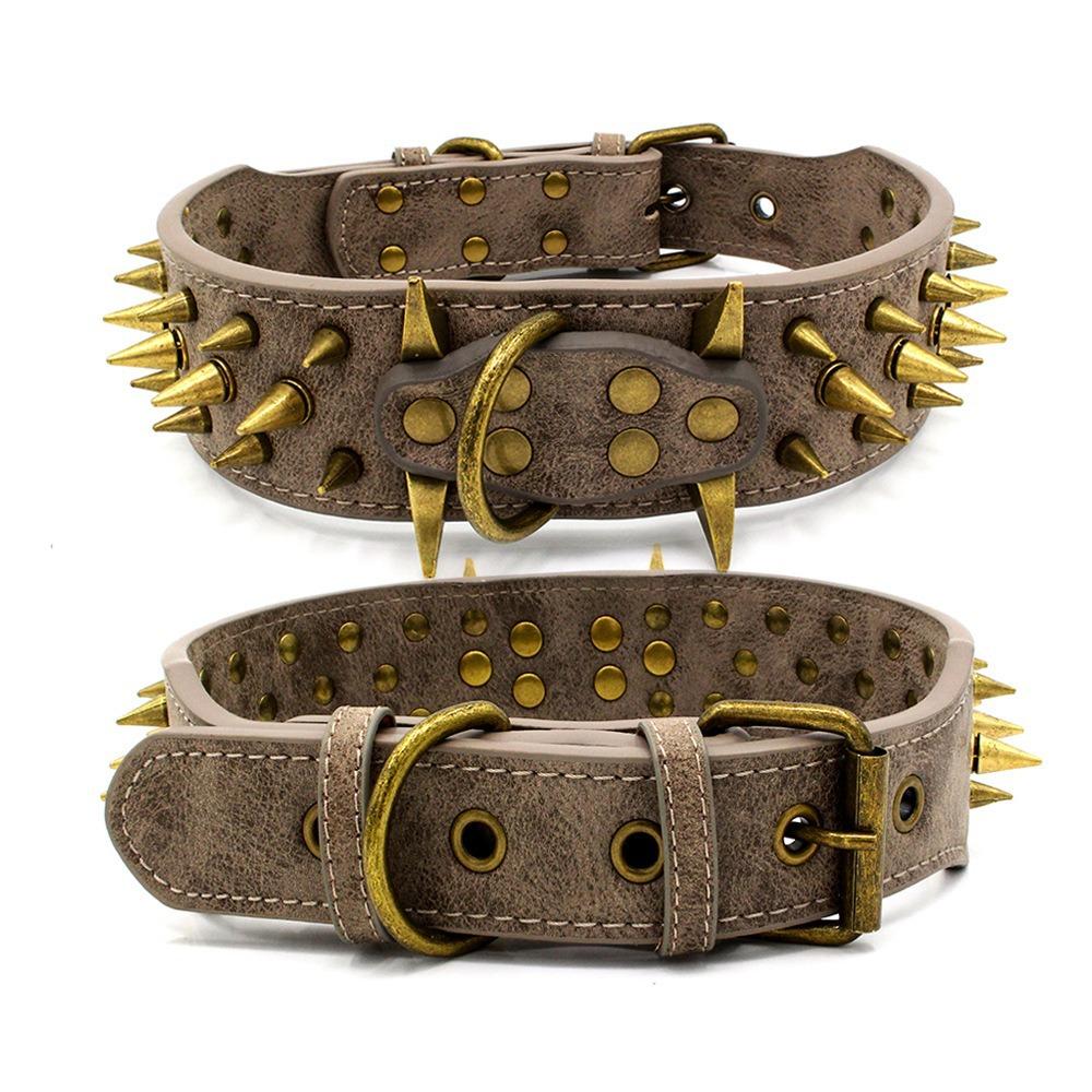 Dog Collar Microfiber Anti-Bite Rivet Neck Ring Domineering Spike Decorative Wolf Dog Neck Cover
