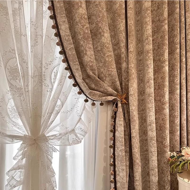 Best Luxury European Royal Blackout Curtains for the Living Room, Luxury Home Window Sheer Curtain Fabric Rideaux for Bedroom