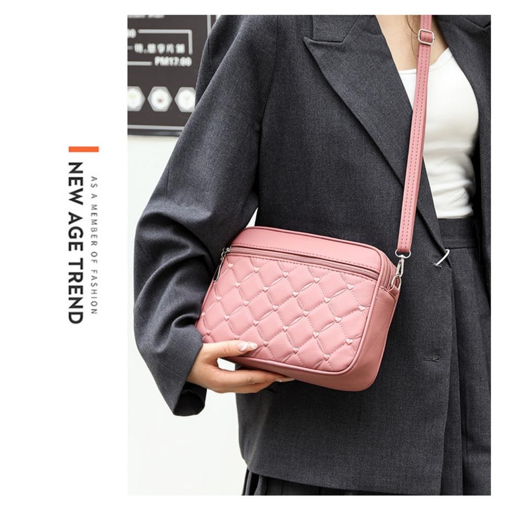 Ladies, Crossbody Bag, Multi-layer Bag, Embroidered Bag, Diamond Patterned Bag, Shoulder Bag, Women's Bag