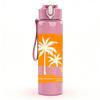 1PC Palm Tree Orange Sunset Graphic 750ml Color Plastic Sports Water Bottle Leakproof Flip Straw Lid Suitable for Sports Office Home Use