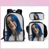 Billie Eilish Backpack Lunch Bag Pencil Case 20l Nylon Casual Daily Use