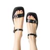 2024 summer new retro word with thick heel Roman sandals women's fashion square head open-toed beach sandals