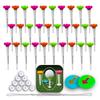Birdie79 Easy Golf Tee Set 30 Tees Per Available In 3 Vibrant with Magnetic Tee Adjustable Height Directional and Silicone Stoppers – Pack, Colors,