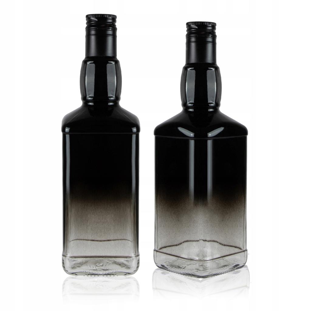 Butelka Szklana Daniels 500Ml Ombre Czarno - Przezroczysta Na Whisky Wódkę