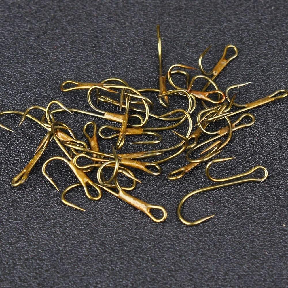 Lot 50x Luminous Fishing Hook High Carbon Steel Barbed Treble Lure Jig