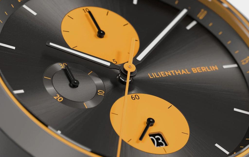 Lilianthal Berlin Chronograph Watch with Date Made In Black Men's Display, Germany, C01-115-B004F,