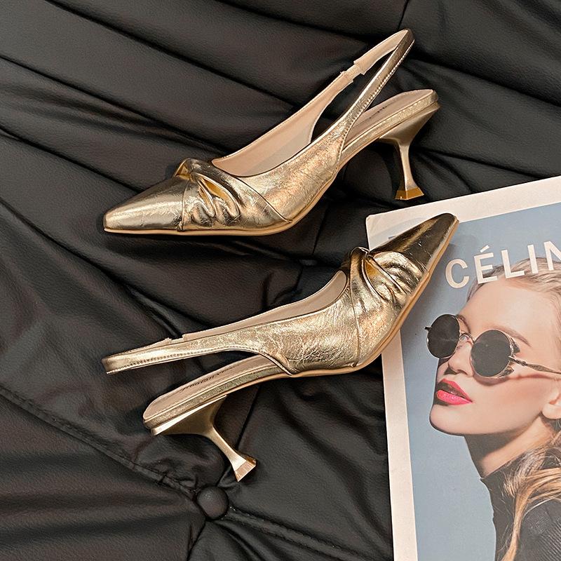 Fashion Women's Modern Sandals Summer New Fashion Back Strap Pointed Toe High Heel Shoes Ladies Elegance Slip On Dress Party Pumps Shoes