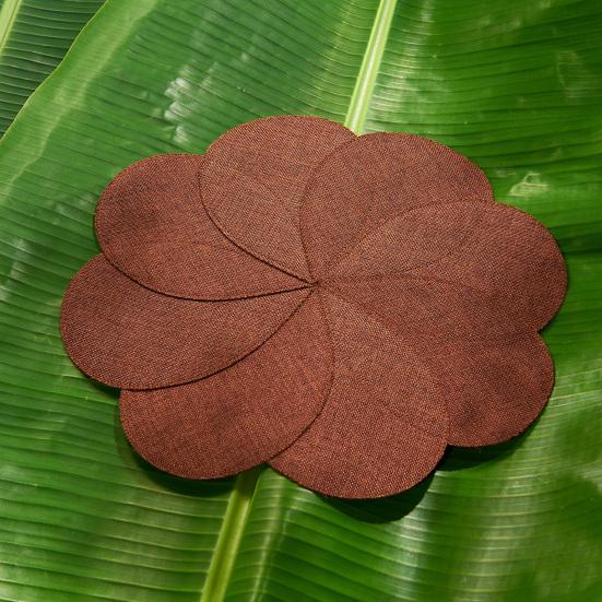 Yousheng Placemat Thermal Insulation Anti-Slip Scratch-Resistant Table Mat Petal Shape Imitation Linen Dinner Mat for Dining Room