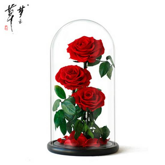 Preserved Crystal Rose Acrylic Flower Gift Box for Valentine's Day Confession