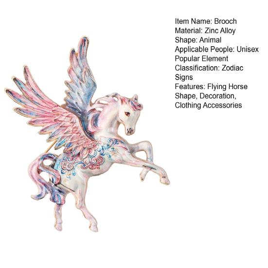 Flying Horse Brooch Zinc Alloy Enamel Horse Lapel Pin Sweater Cardigan Coat