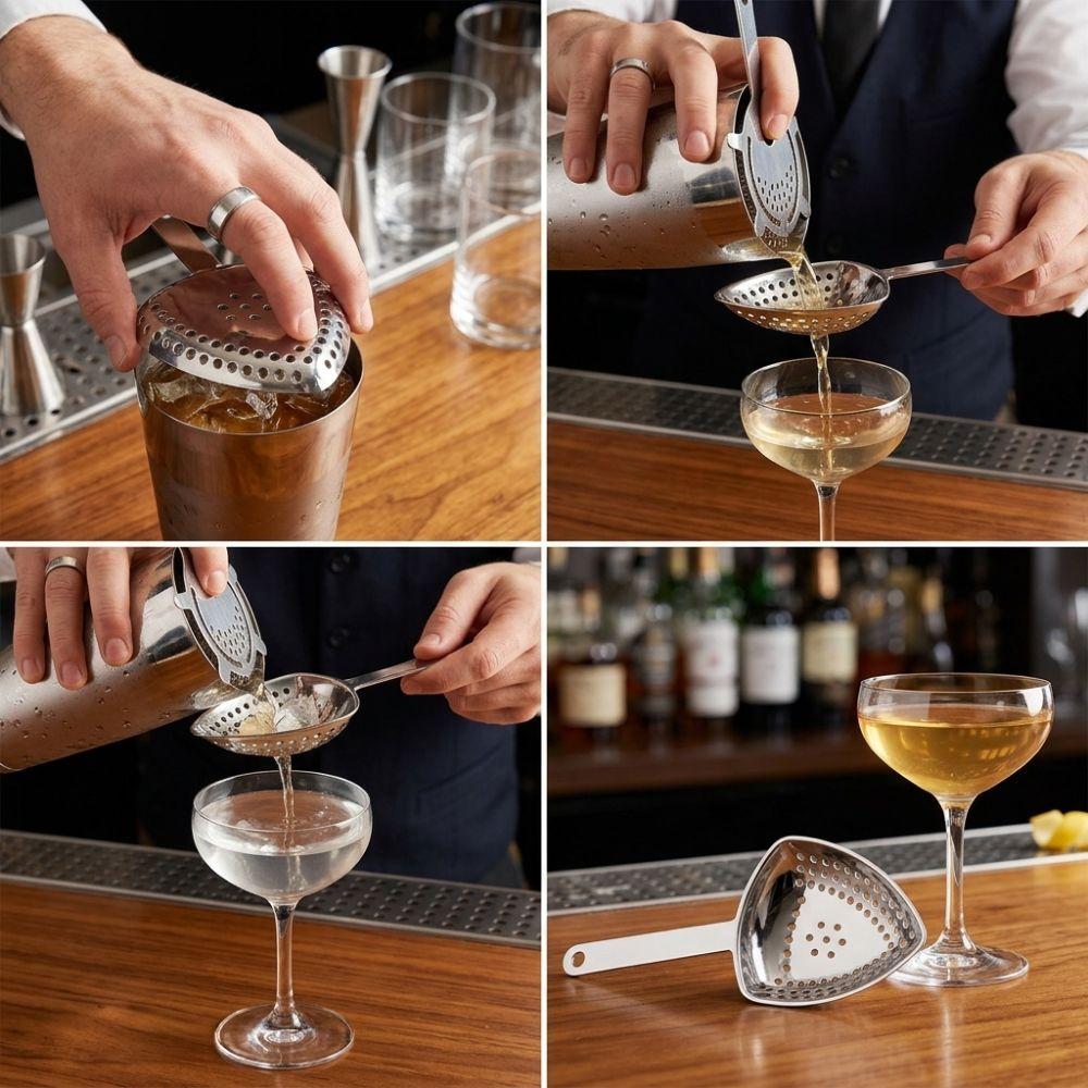 Anti Rust Ice Strainer 304 Stainless Steel Triangular Strainer Professional Cocktail Strainer  Bar