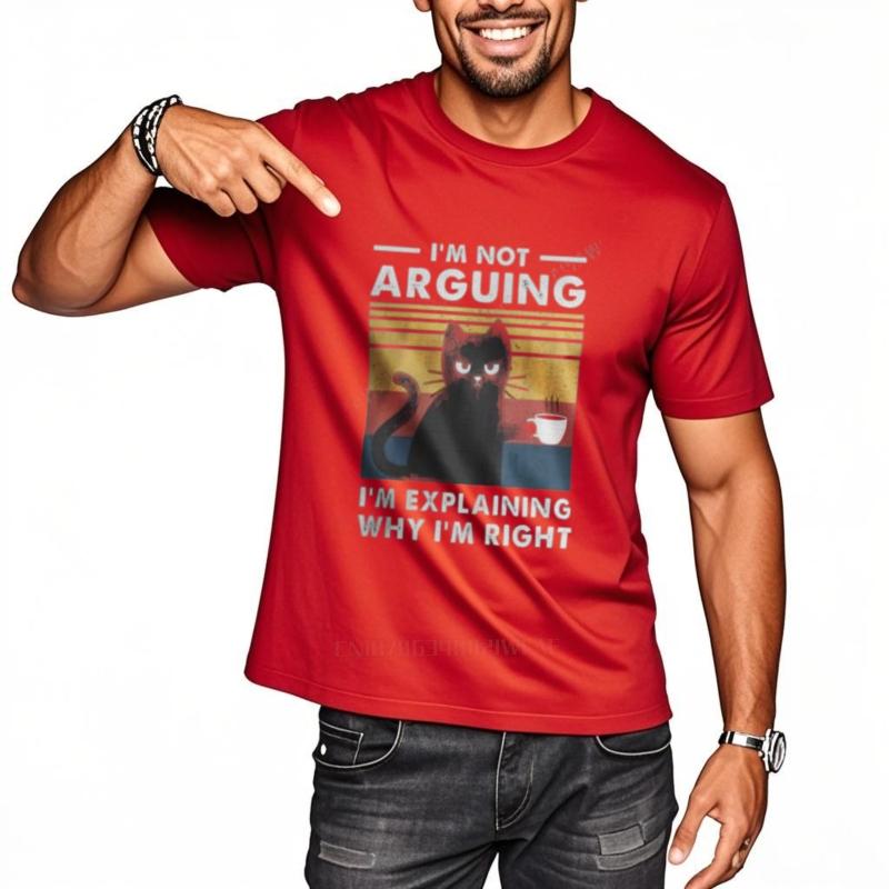 Summer Men tshirt Black Man Tshirt Im Not Arguing Im Just Explaining Why Im Right Cat Classic TShirt Mens Cotton TShirts S