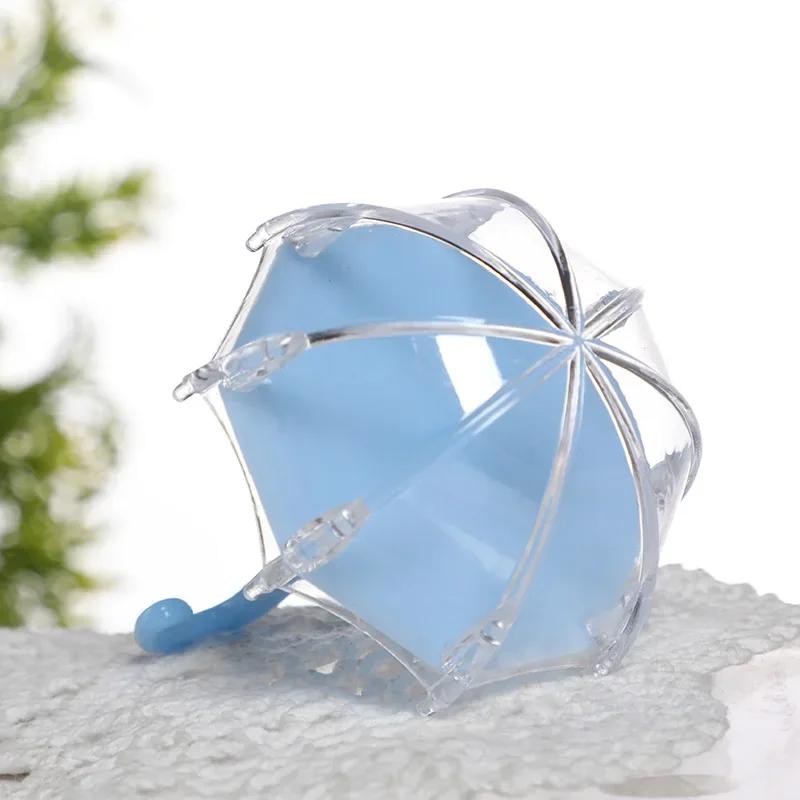 Creative Plastic Umbrella Shape Candy Box Multicolor Candy Box Wedding Birthday Baby Shower Gift Favors Wrapping Empty Box 12pcs&Other синий