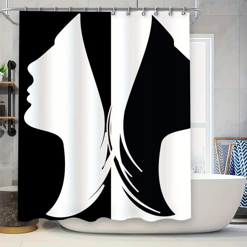 

Modern Style Black White Bathroom Shower Curtain Set For Home Decor Privacy Blinds Waterproof Fabric Shower Curtains 72X84 Inch W60H190(CM)-1 Pcs