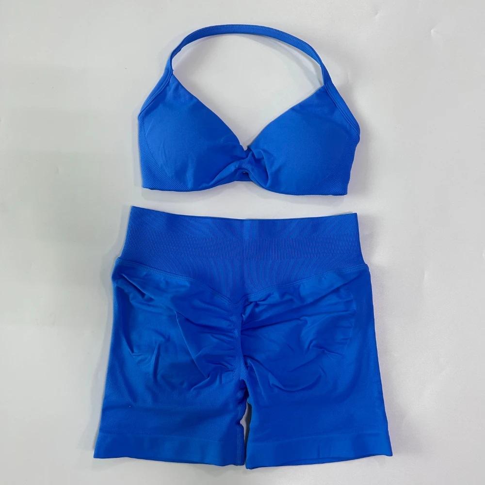 JYL 2023 Sports High Waist Tight Hip Lifting Shorts Ribbed Set