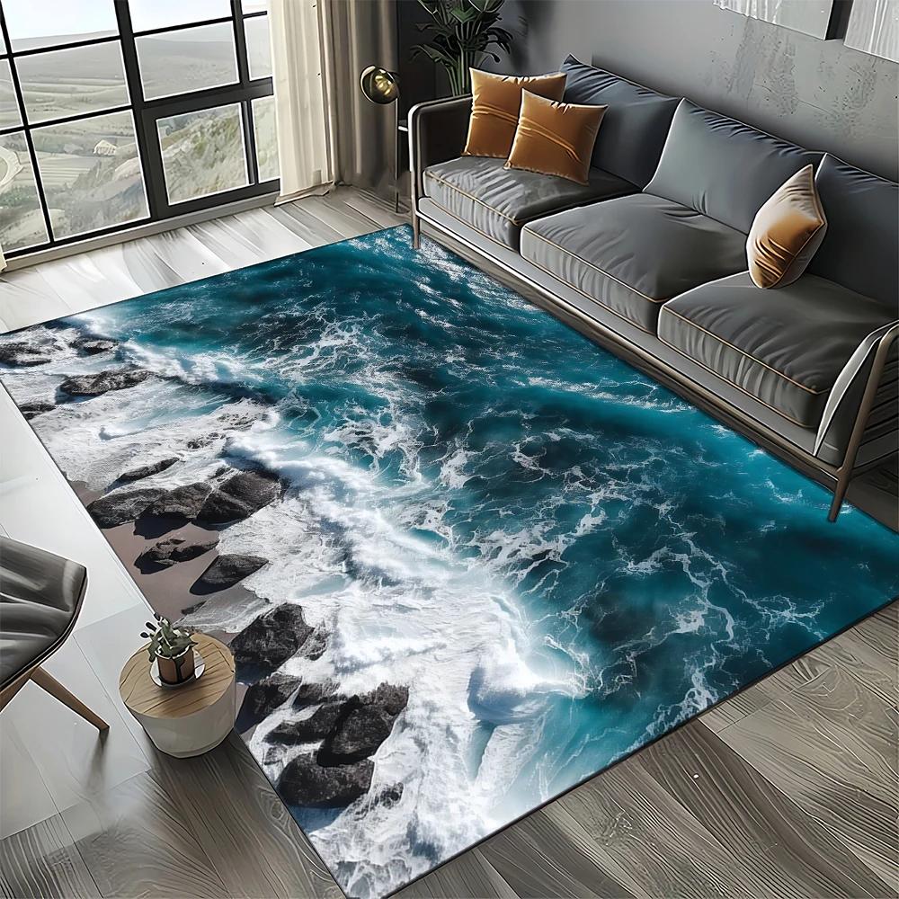 27 Style New Sea Water Beach Reef Nature Scenery Carpet Rug for Living Room Bedroom Home Sofa Decoration,Kids Non-slip Floor Mat