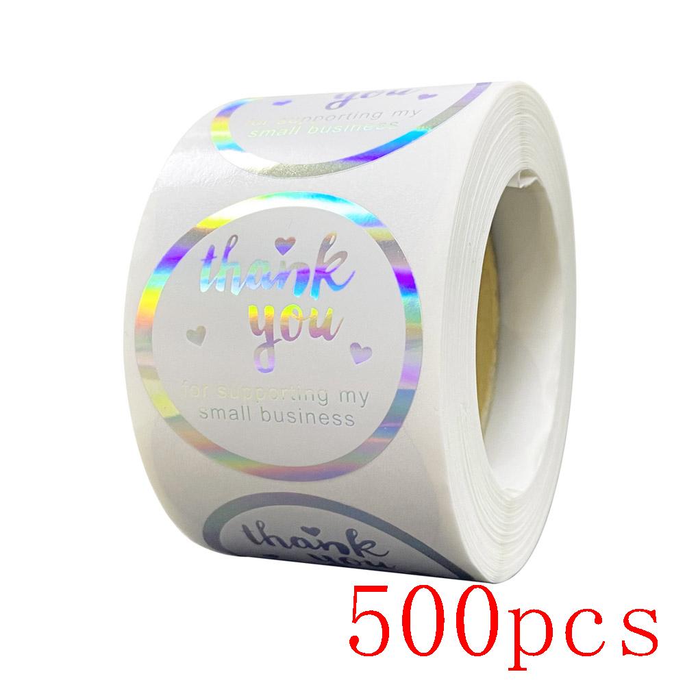 50-500Pcs Rainbow Laser Thank You Stickers 1 Inch White Thank You Small Business Sticker For Crafts Gift Packaging