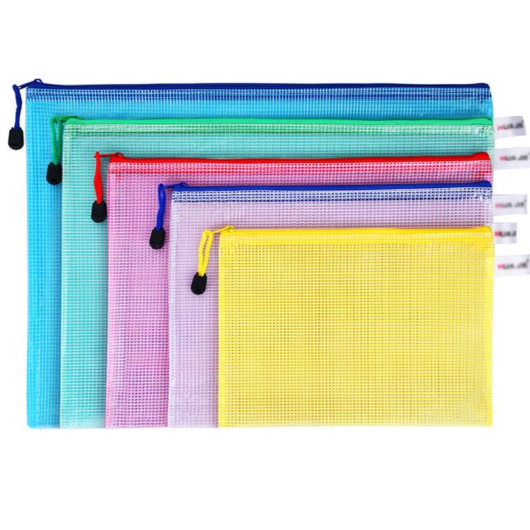 PVC Thickened Mesh Zipper File Bag with Printed Logo