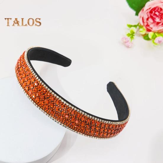 Retro Wide Hair Hoop Shiny Rhinestones Inlaid Lightweight Headband Bright Color Hairband Hair Accessories
