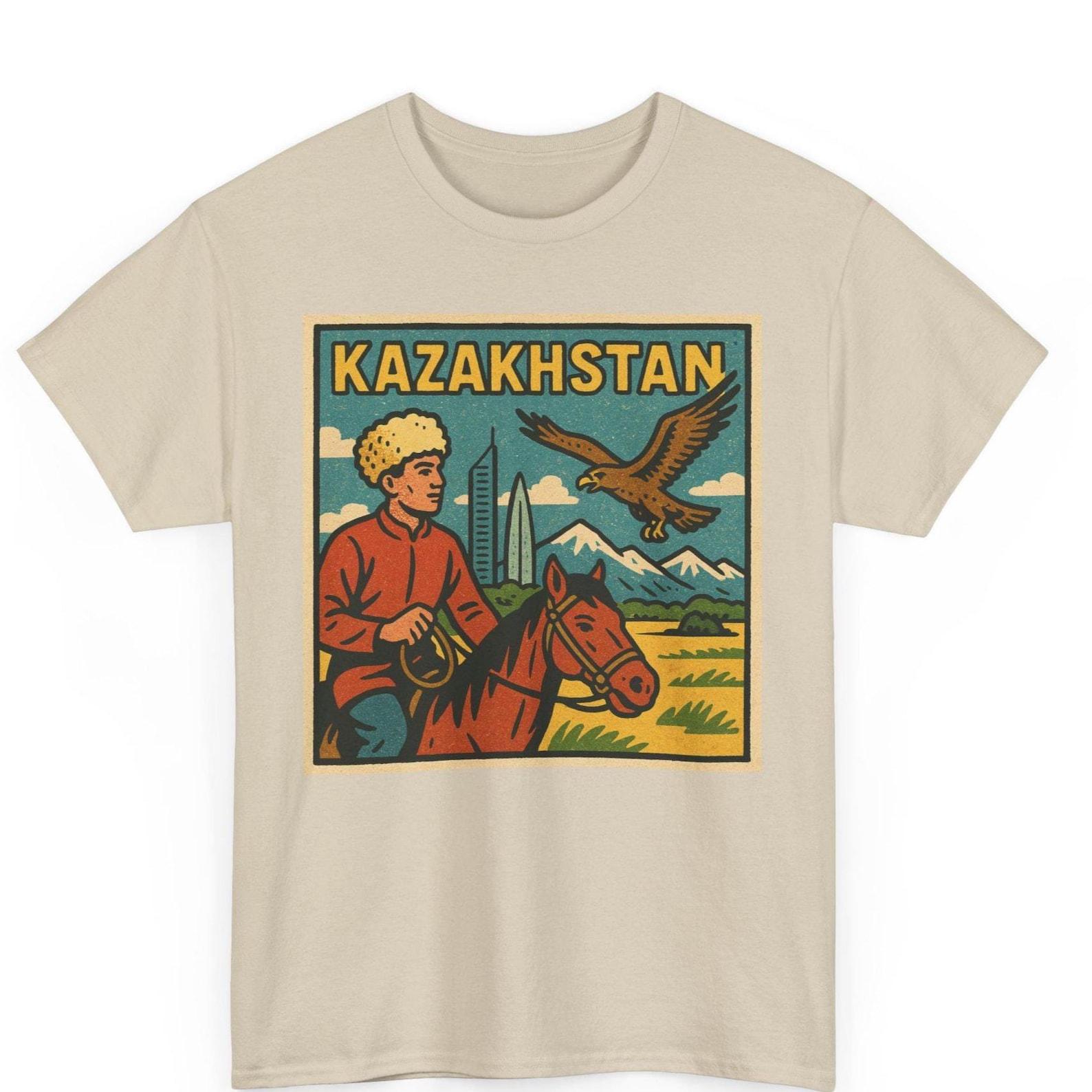 Kazakhstan Comic T Shirt Unisex Retro Style | Vintage Astana Skyline Tee | Central Asia Travel Shirt | Bold Gift for Him Her Nomad Pride S