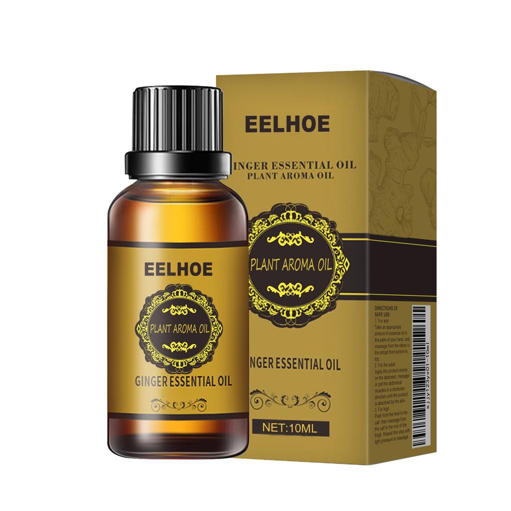 Óleo de Massagem de Gengibre EELHOE 10ml - Óleo Corporal Hidratante para Pele Suave, Hidratante e Nutritivo, Óleo Essencial Natural para Massagem Corporal
