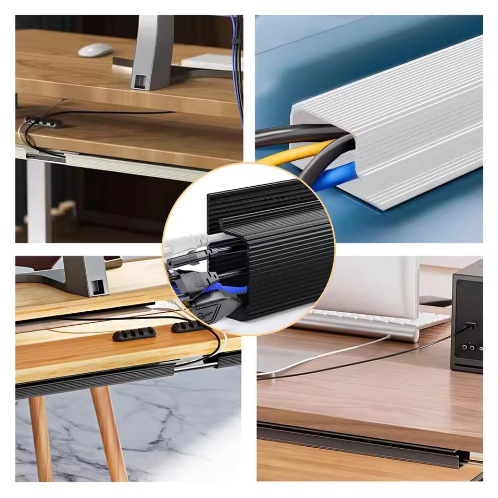 2pcs 40cmX6cm Cable Management Under Desk Channel Cable Raceway Cord Hider Desk Cable Tray No Drilling for Home Office Wire