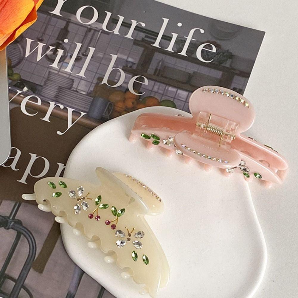 

Hair Clip Acetic Acid Shark Clip Rhinestone Flower Hair Claw Streetwear