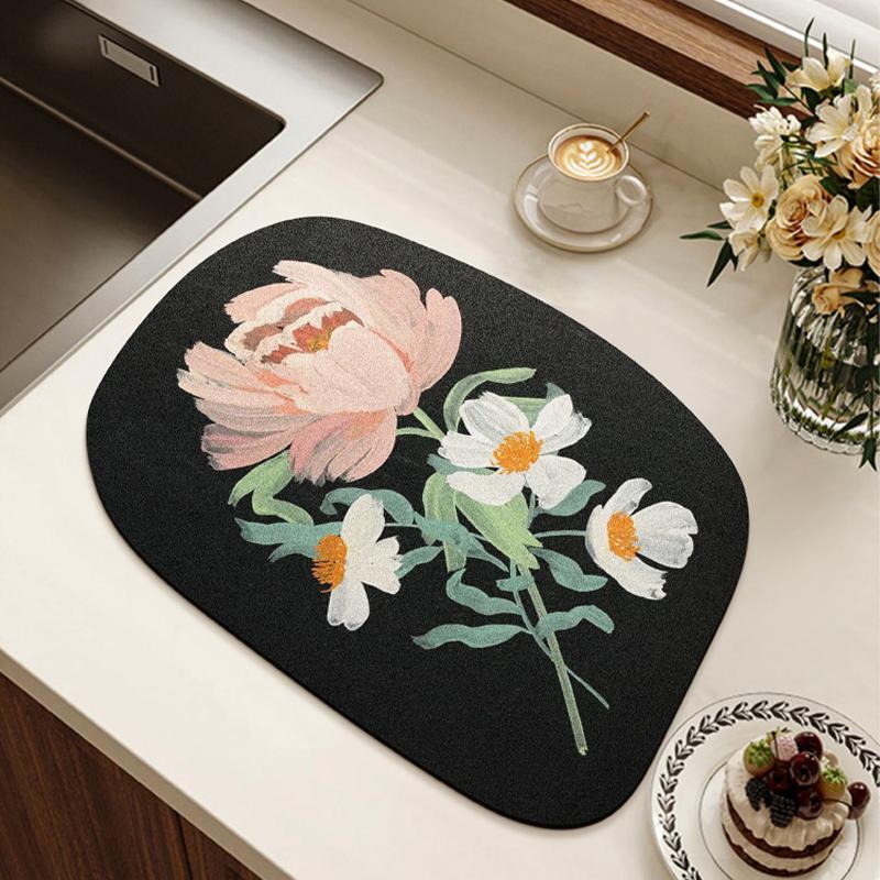 

American retro light luxury kitchen countertop drain pad, diatom mud suction pad, quick-drying washing table, sink, bar mat 30X40cm11.8X15.7in