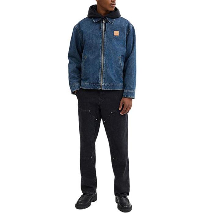 Coach FW24 Solid Color Zipper Collar Long Sleeve Denim Jacket Men Jacket Dark-Wash CV457-COK
