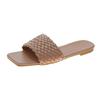 Women's Slippers 2025 Summer Selling Sexy Braided Red Square Toe Flat Flip-Flops Fashion Beach Mules Casual Indoor Home Slippers