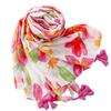 Scarf Soft Cotton And Hemp Texture Silk Scarf Women'S Hot Pot Gold Rose Pink Flower Tassel Travel Shawl