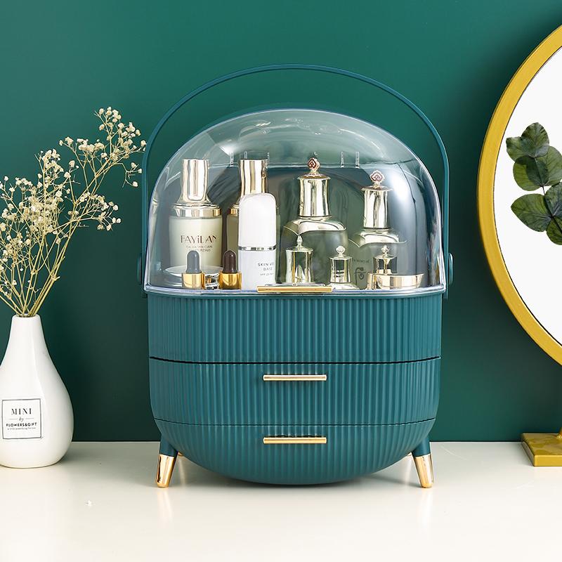 Cutie de depozitare pentru cosmetice de birou de lux Organizator de machiaj rezistent la praf pentru tampoane de bumbac Tampoane Organizator de bijuterii pentru baie pentru produse cosmetice