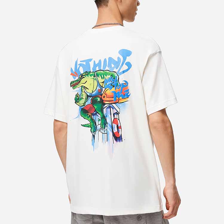 Li Ning X League Of Legends Pool Party Series Cartoon Print Loose Fit Crew Neck T-Shirt Unisex Tops Off-White ATST807-1