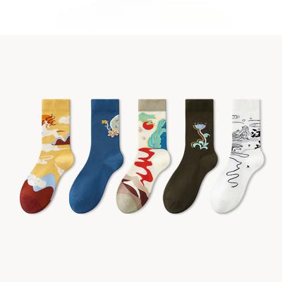 5 Pairs of Female Spring and Autumn Fashion New Lovely Sports Tube Cotton Socks