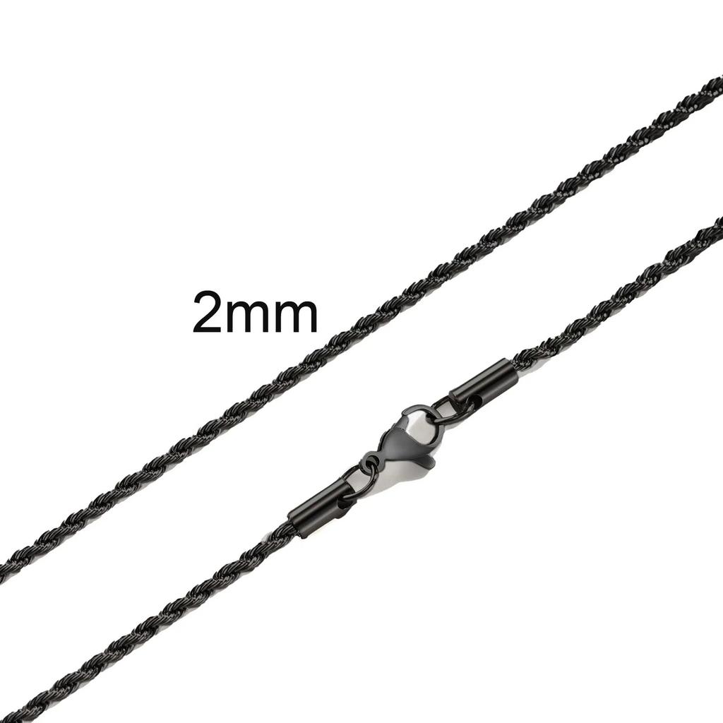 Ropes Long Necklace for Men Women,Stainless Steel Gold Color Twisted Rope Chain Collar,2/3/4/5mm Punk Basic Waterproof Jewelry
