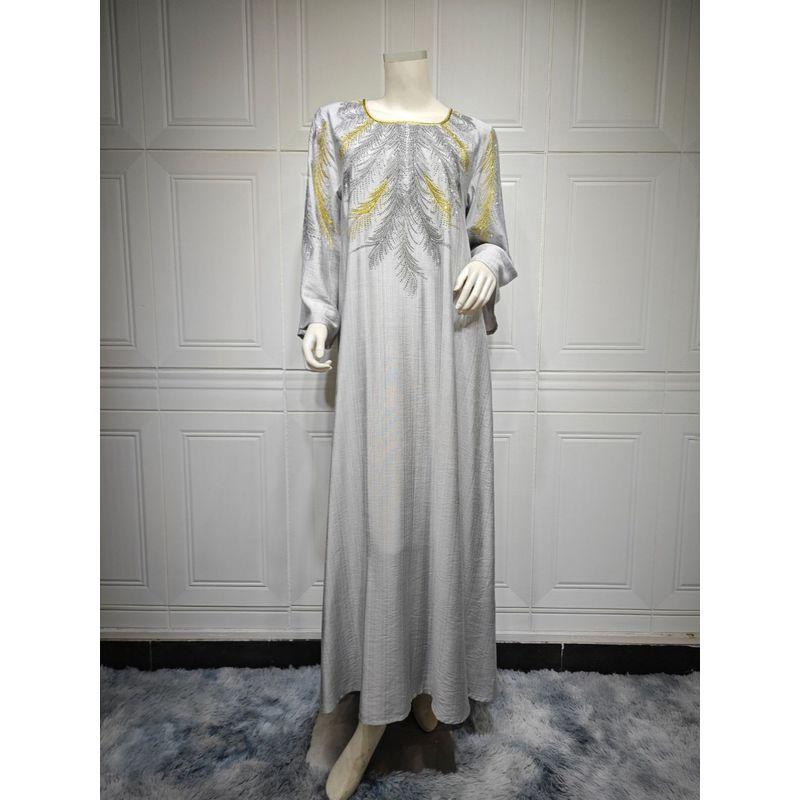 Indonesia Turkey Arabia Saudi Dubai Middle East New Robe Feather Embroidered Hot Fix Rhinestone Dress Dresses