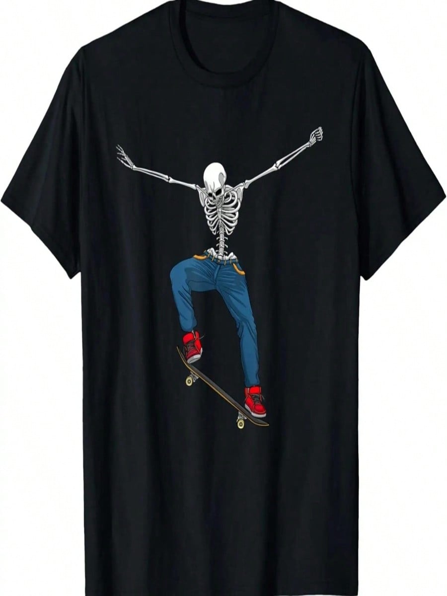Funny Skateboard Art For Men Women Kid Skateboarder Skeleton T-Shirt S разноцветный