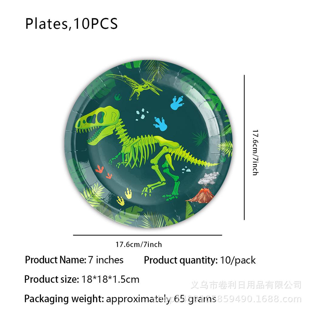 Dinosaur Themed Party Supplies Birthday Decorations Disposable Tableware Banners Flag Paper Plates Paper Towels