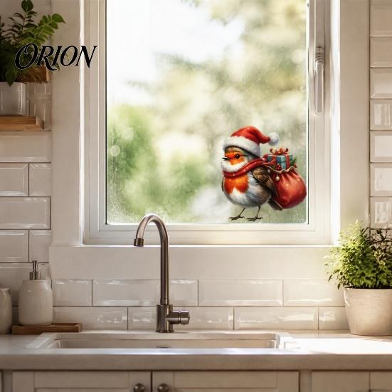 DIY Holiday Home Decor Christmas Bird Static Glass Sticker, PVC Waterproof Window Decal for Pattern Stickers Decoration, Removable Decorative